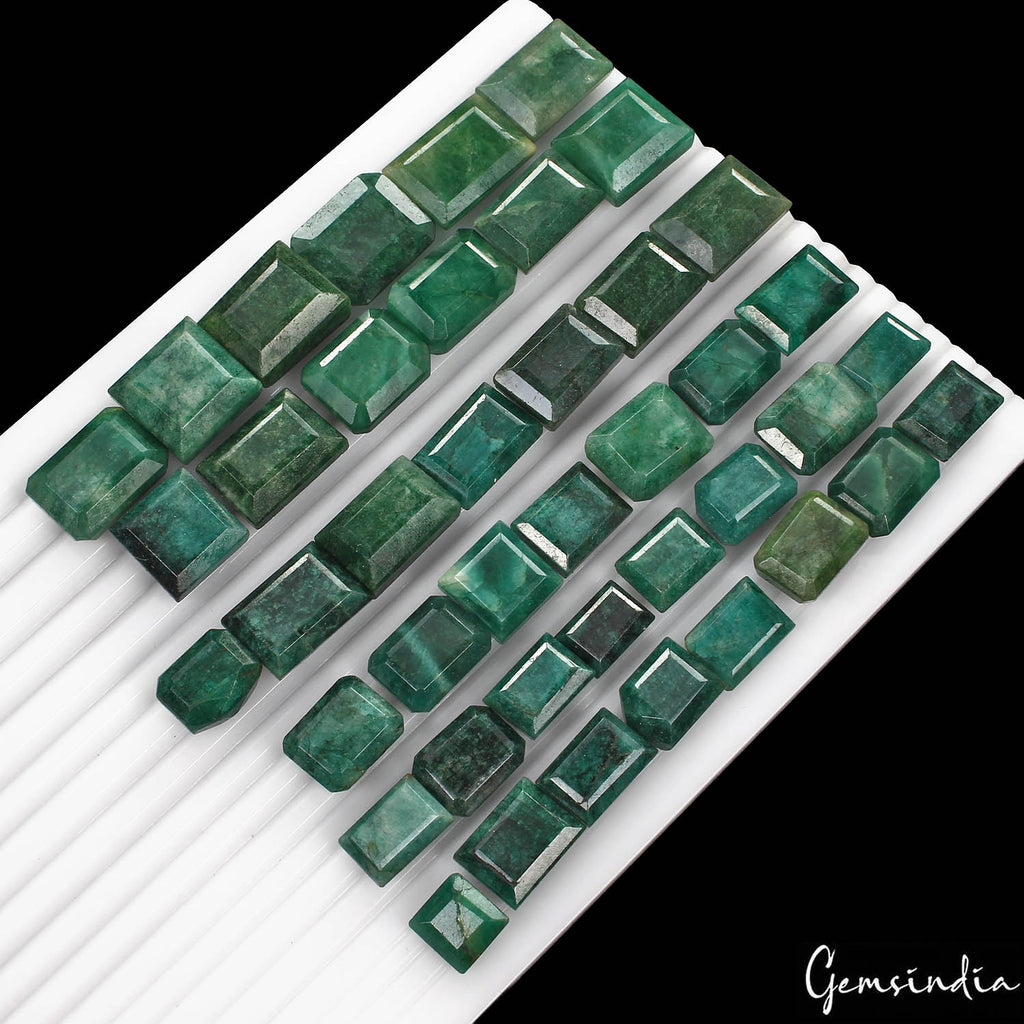 Emerald Lot, Loose Gemstone, Color Enhanced, Green — 42 Pieces, 12mm to 23mm, 800 Ct, Brazil