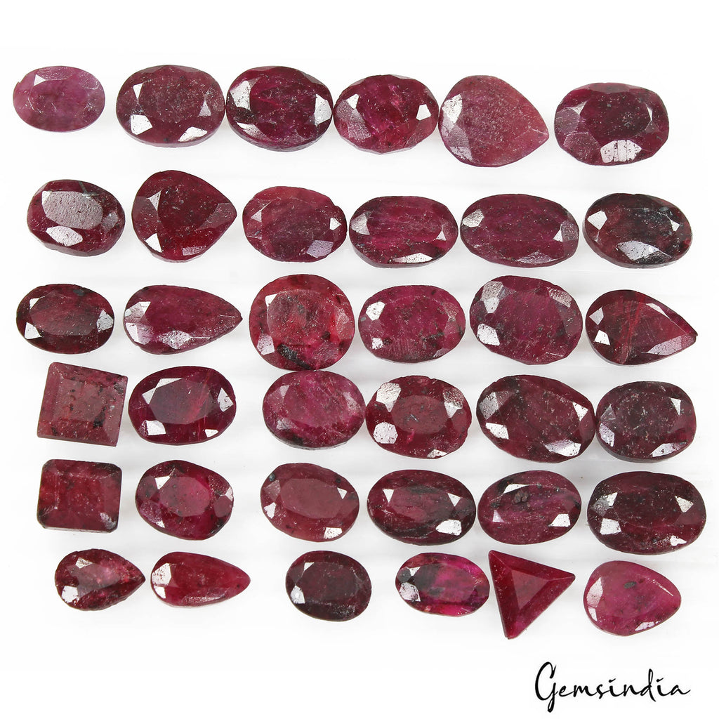 480 Ct/36Pcs Natural African Red Ruby MIx Faceted Cut Loose Gems Lot For Jewelry