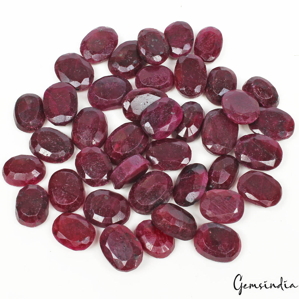 760 Cts/40 Pcs Natural African Dark Red Ruby Oval Cut Loose Gems Lot For Jewelry