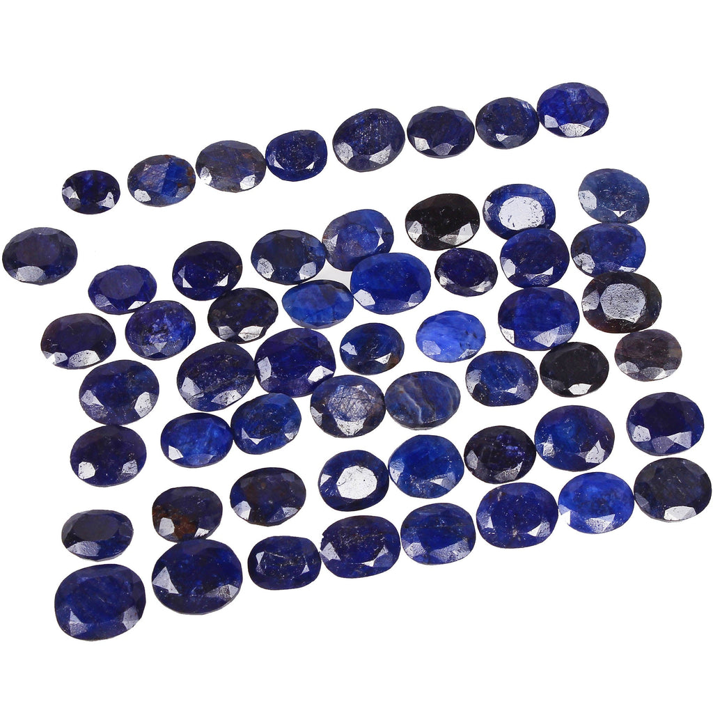 222.80 Cts/55 Pcs Natural African Blue Sapphire Oval Cut Loose Gems For Jewelry