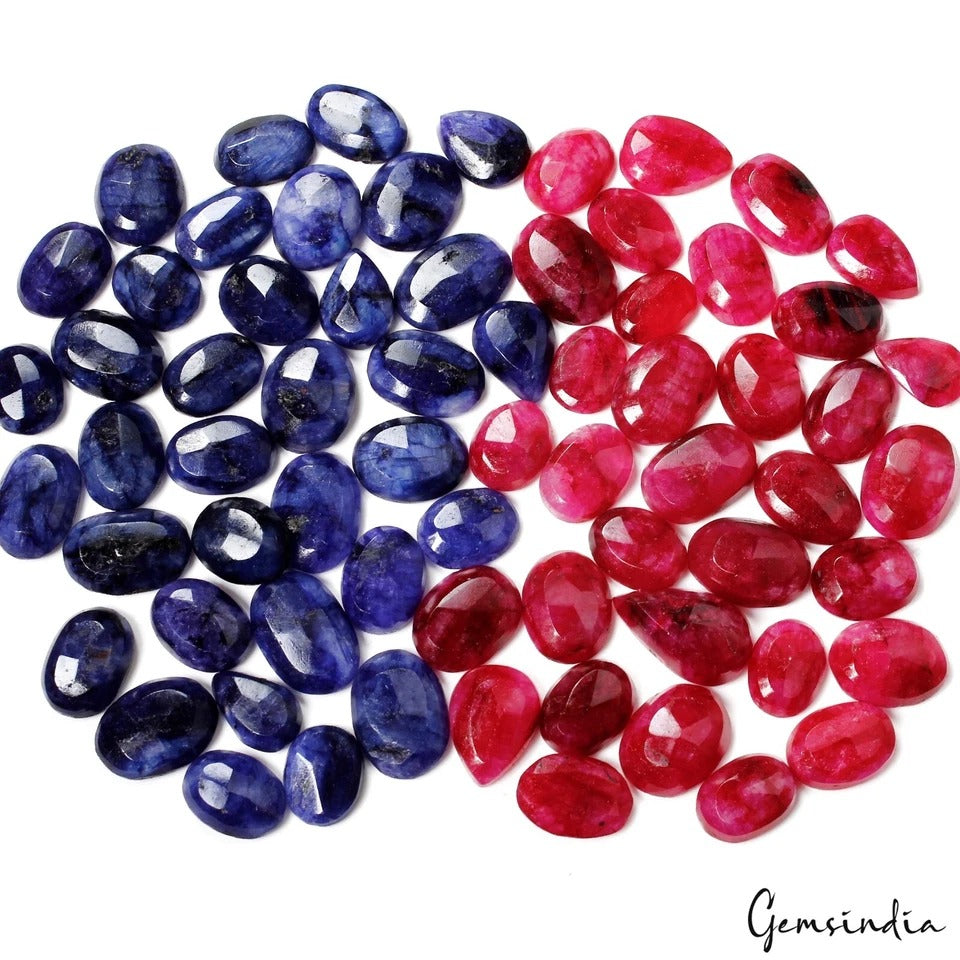 650 Ct Natural Red & Blue Beryl Mix Cut 13mm-21mm Loose Wholesale Gemstones Lot