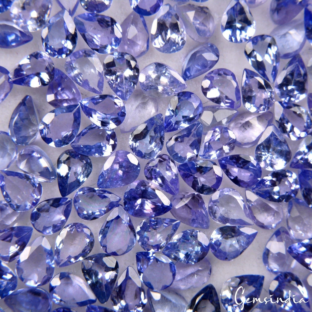 260 Pcs Natural Tanzanite 4x3mm Pear Cut Sparkling Violet Blue Loose Gemstones