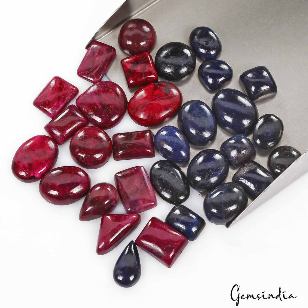 Ruby Lot, Cabochon, Red — 31 Pieces, 11mm to 21mm, 460 Ct, India