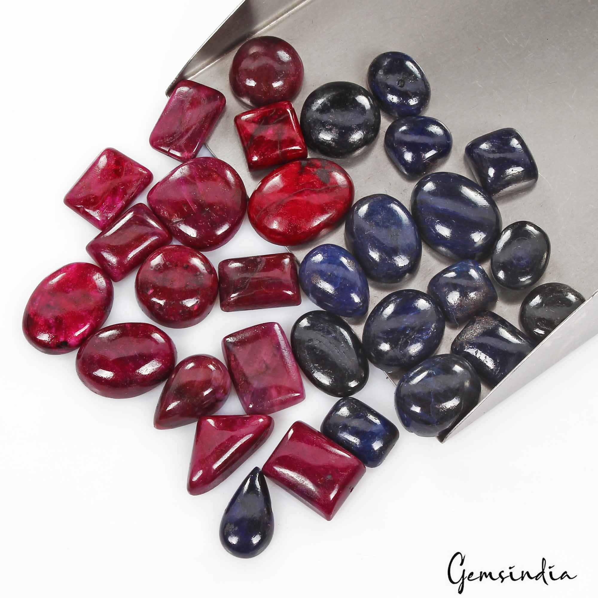 Ruby Lot, Cabochon, Red — 31 Pieces, 11mm to 21mm, 460 Ct, India