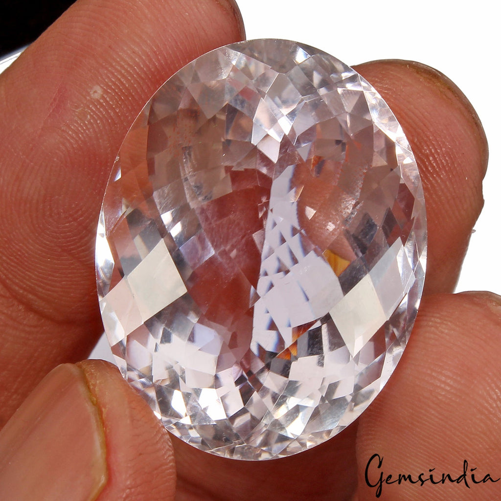 58.30 Ct Natural Lavender Color Amethyst Oval Checker cut Bolivian Huge Gemstone