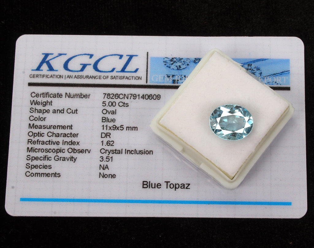 5.00 Ct Sky Blue Topaz Oval Genuine Natural Loose Certified Gemstone~ 11x9x5mm