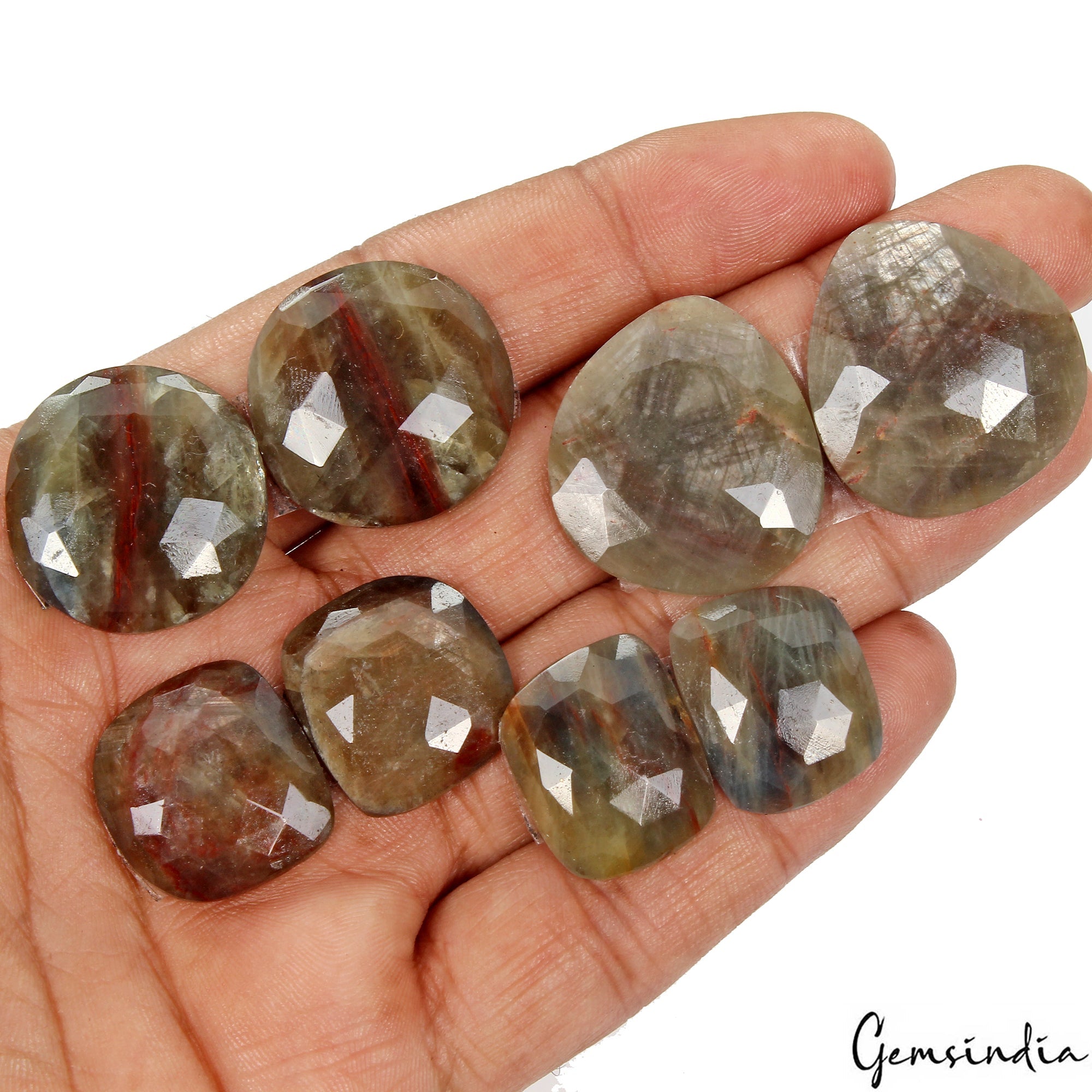 Certified 219.50 Ct/8 Pcs Natural Brown Sapphire Rose Checker Cut Gems ~4 Pairs
