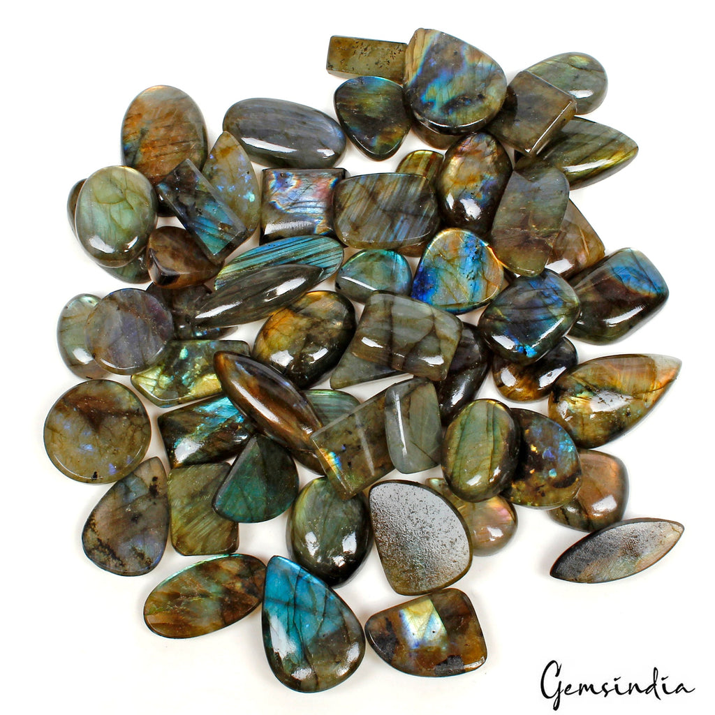 1300 Cts/55 Pcs Natural Multi Shine Spectrolite Labradorite Mixed Cab Loose Gems