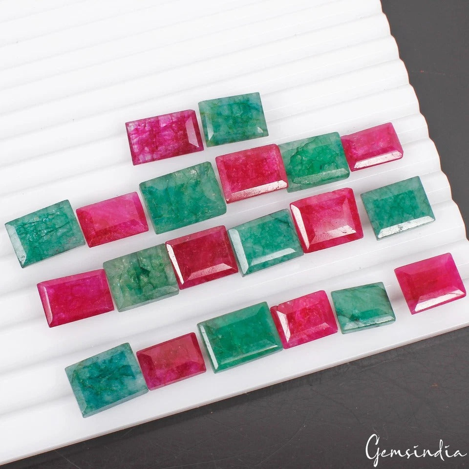 20 Pcs Natural Emerald, Red Beryl Baguette Cut Loose 12-17mm Gemstones~ 219.20Ct