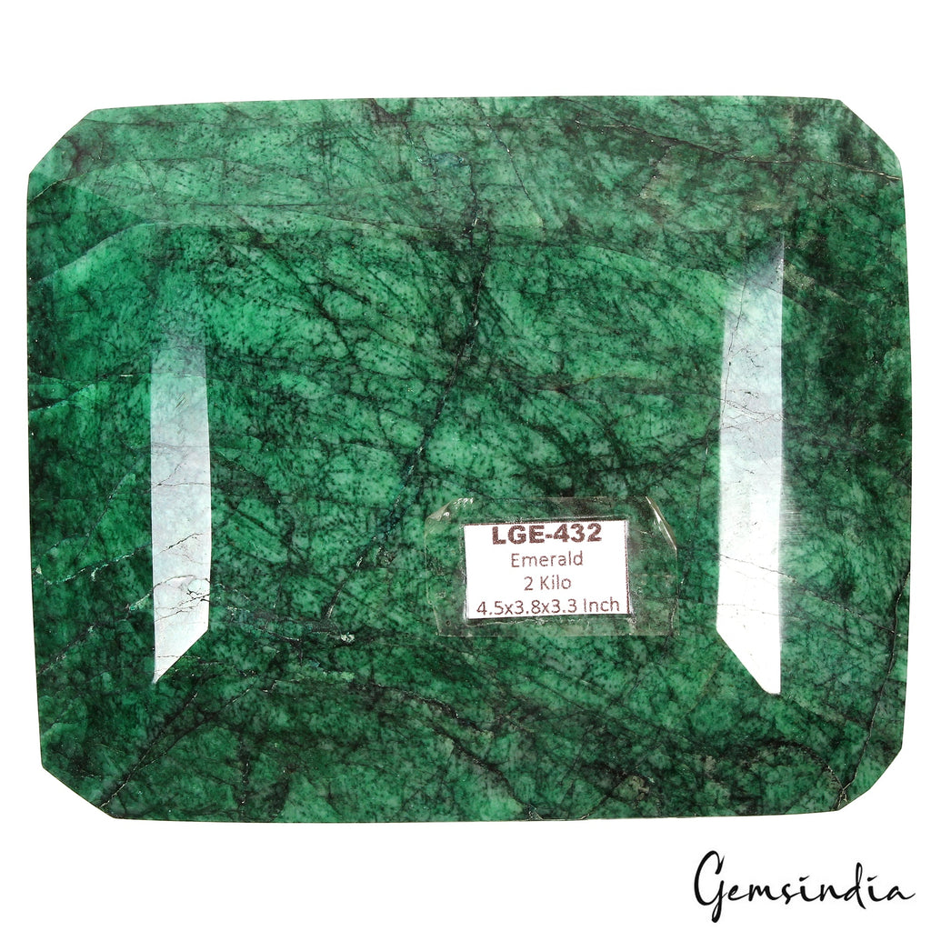 Huge 2 Kilo Natural Green Emerald Octagon Cut Earth mined Loose Gemstone, Brazil