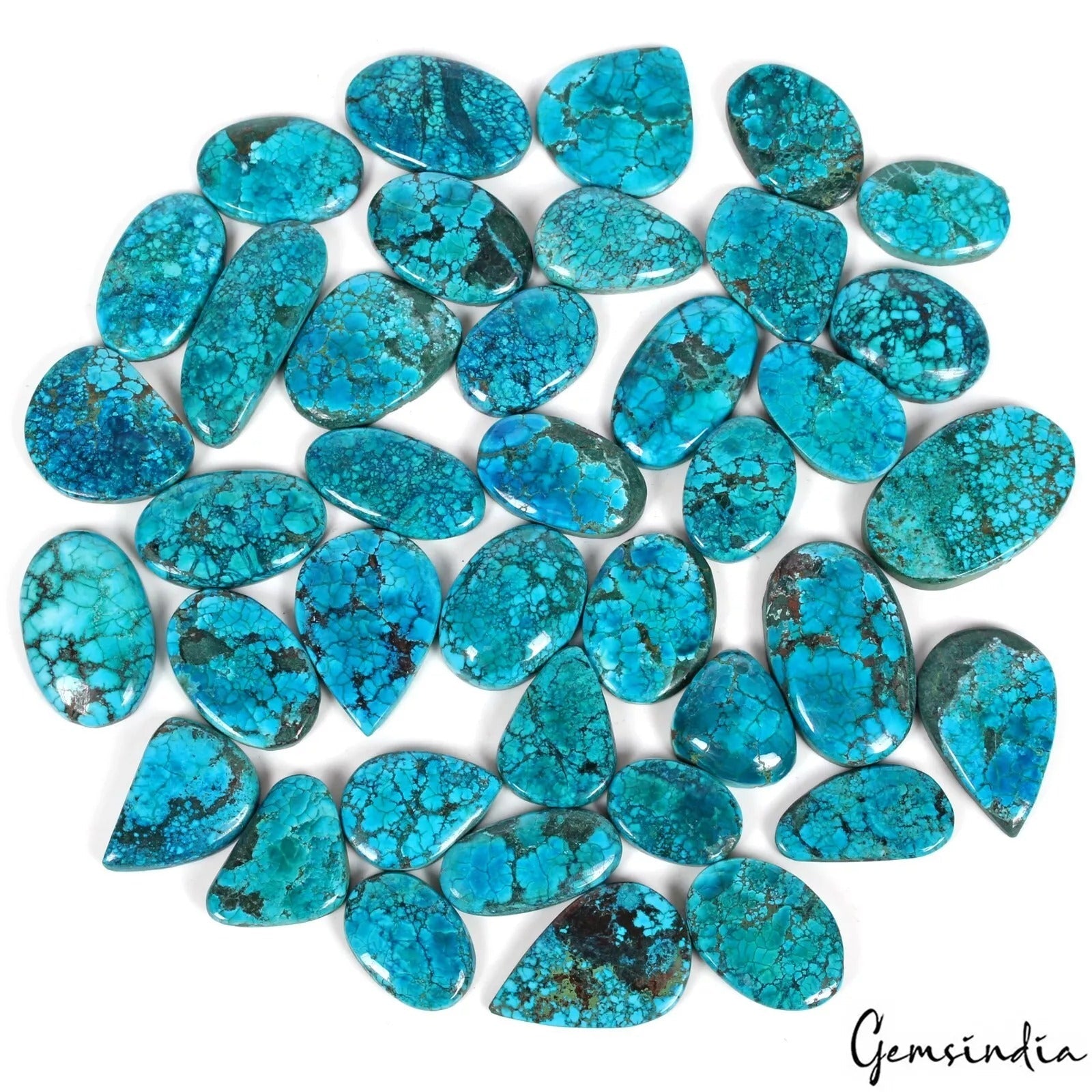 930 Ct/39 Pcs Natural Blue Green Arizona Spider Web Turquoise Mix Cab Loose Gems
