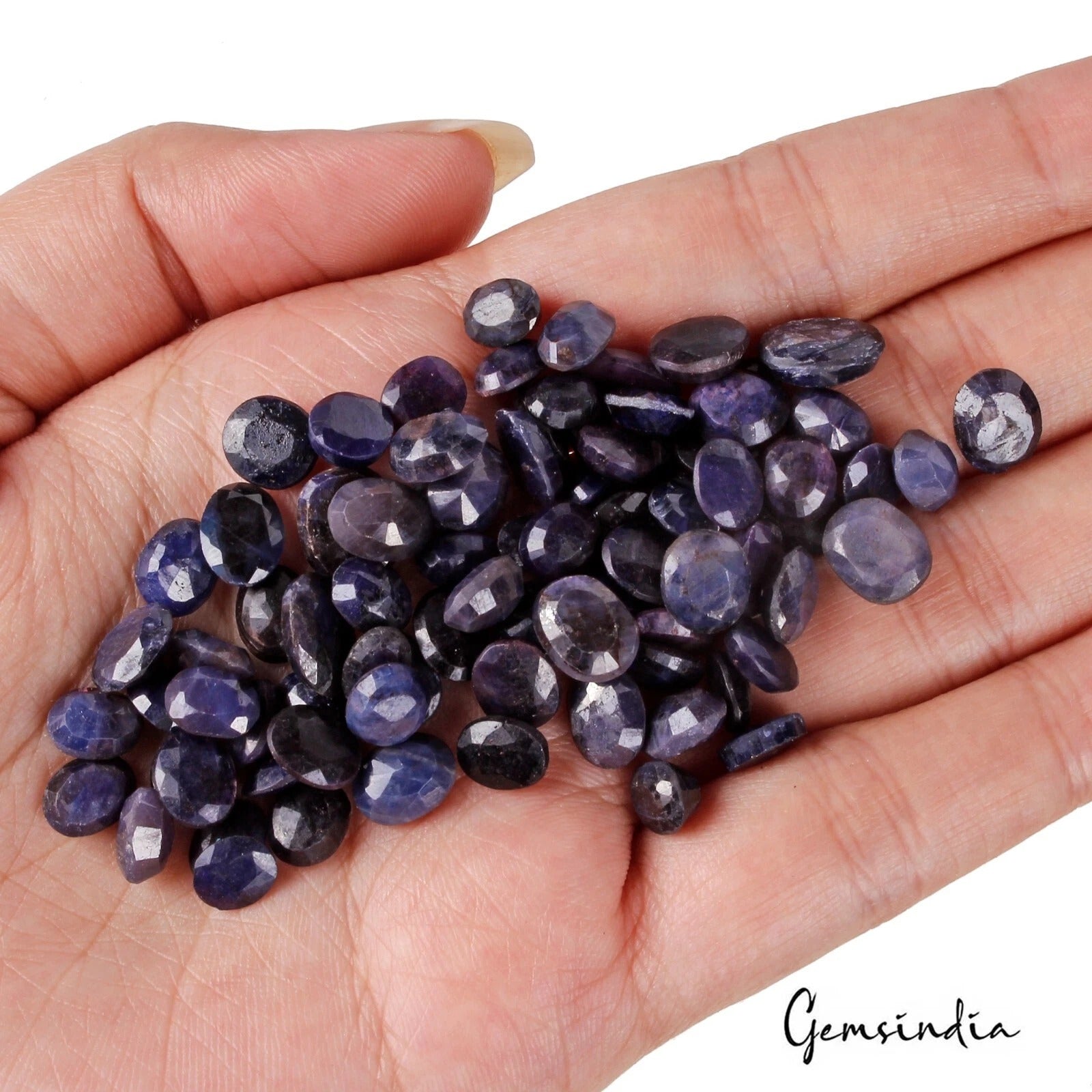 Blue Sapphire Lot, Loose Gemstone, Color Enhanced — 84 Pieces, 6mm to 10mm, 150.00 Ct
