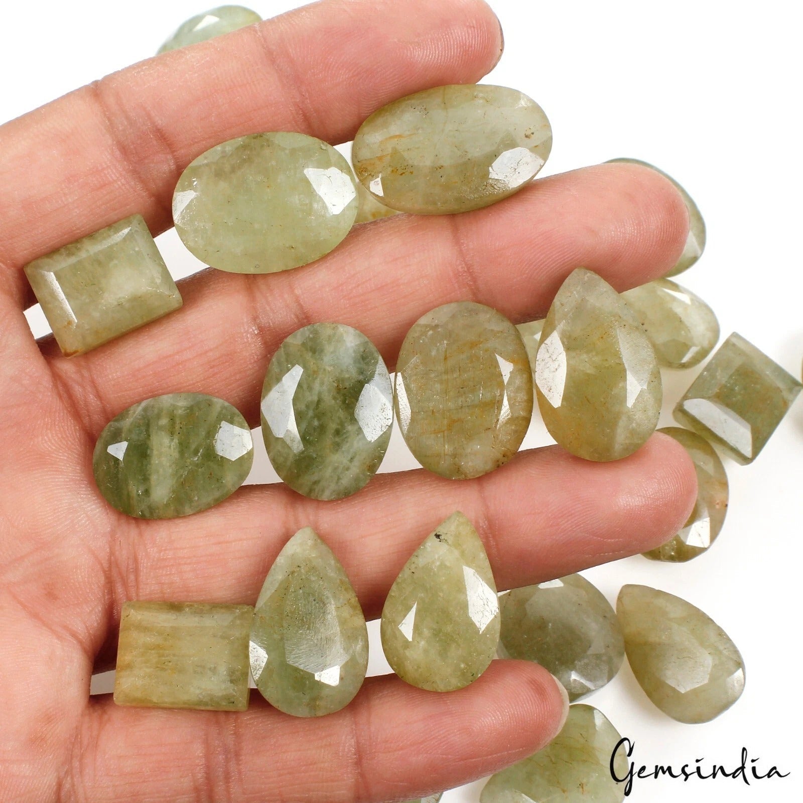 440 Cts/24 Pcs Natural Untreated Green Beryl Aquamarine Mixed Cut Loose Gems Lot