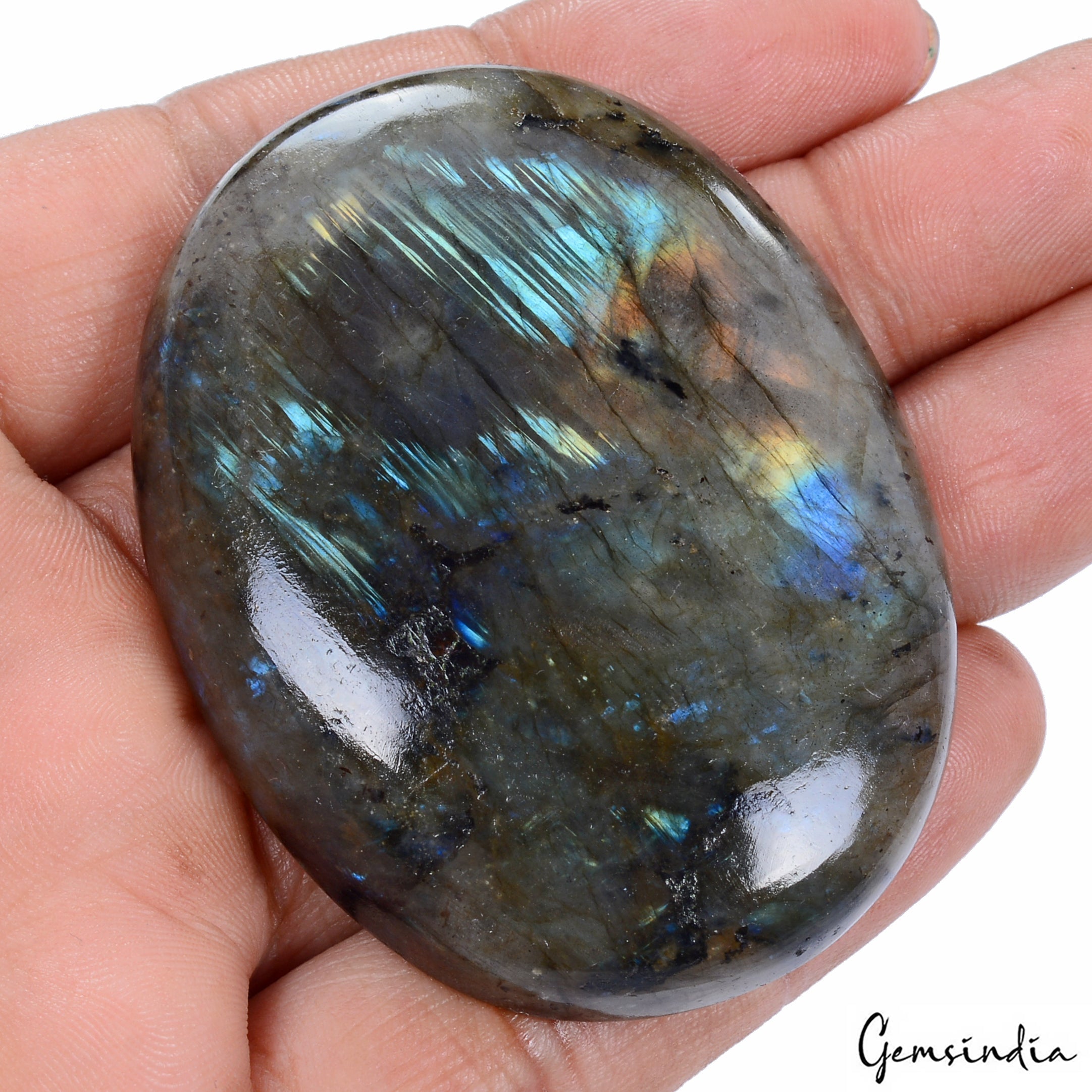 300 Ct Natural Untreated Blue Shine Labradorite Oval Cab Loose Gem For Pendant