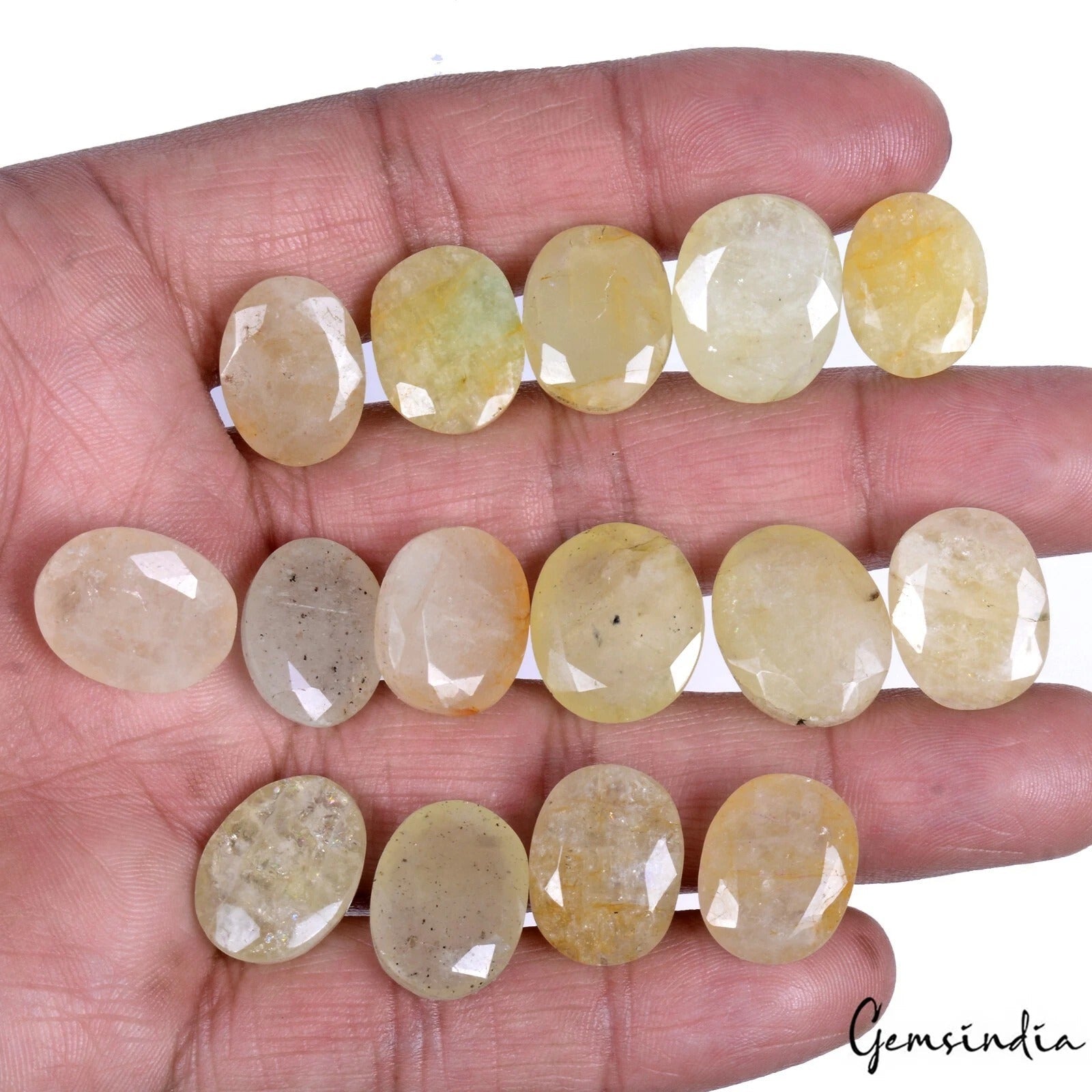 180 Ct/15 Pc Natural Yellow Beryl Oval Cut Loose Untreated 15-17mm Gemstones Lot