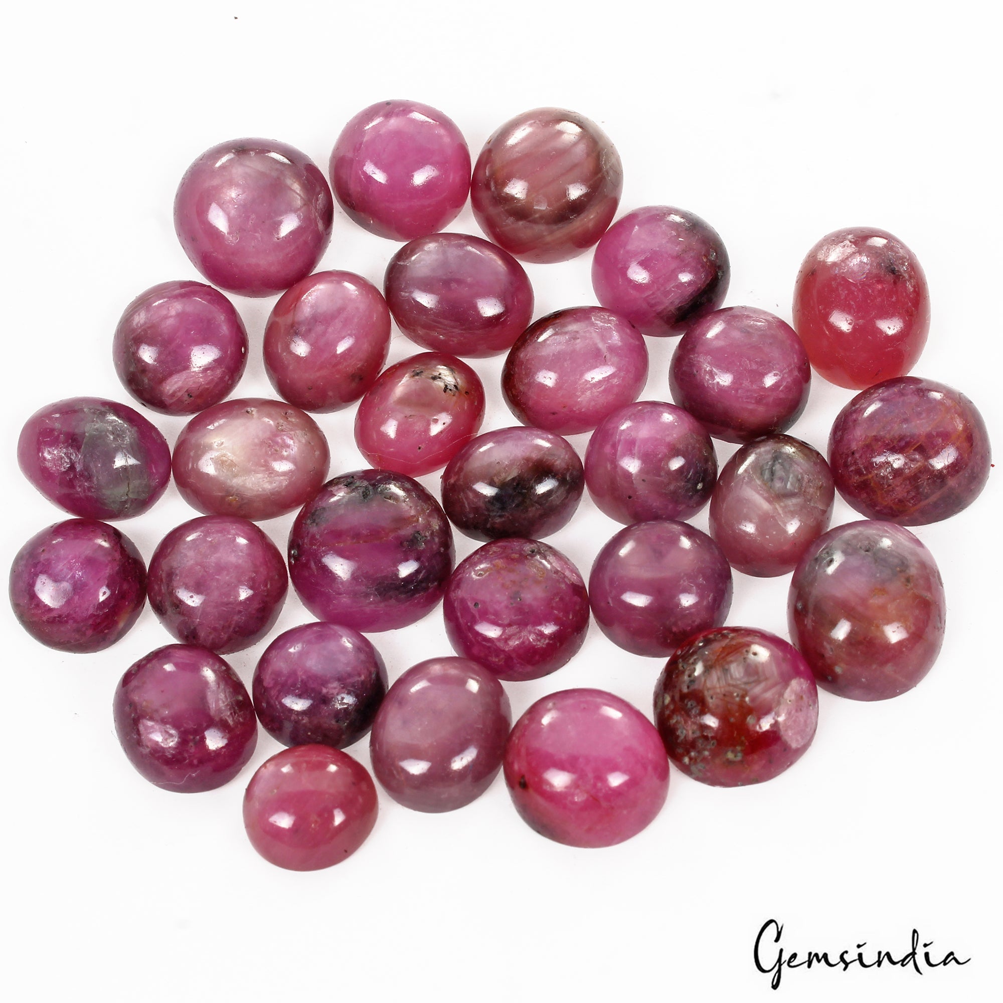 Certified 267 Cts/29 Pcs Natural Pink Star Ruby Mixed Cab Loose Gems For Jewelry