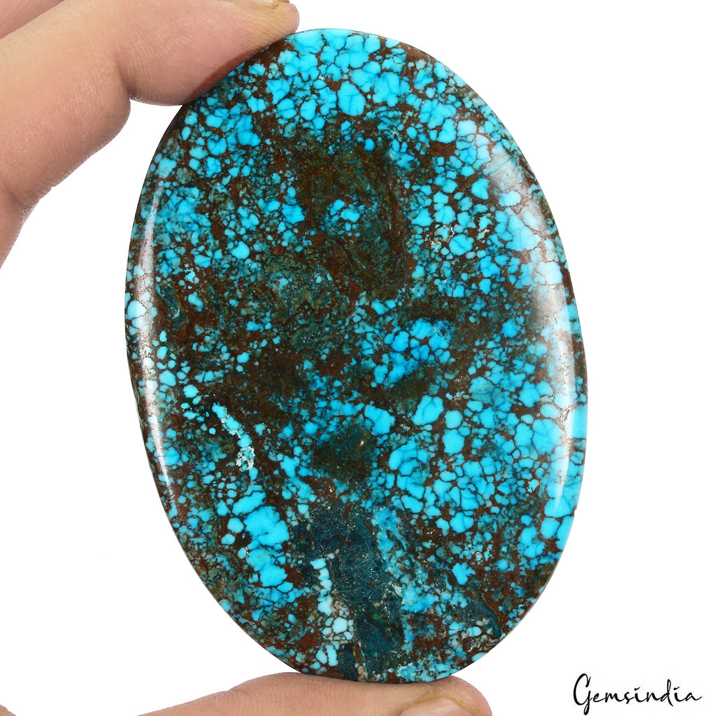 Huge 480 Cts USA Arizona Spiderweb Blue Turquoise Oval Cabochon Loose Gemstone