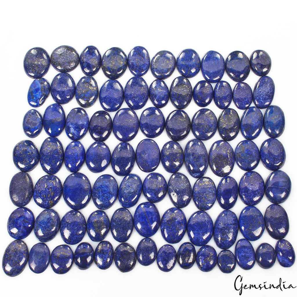 2000 Ct/79 Pcs Natural Blue Lapis Lazuli Gold Flecks Oval Cab Wholesale Gems Lot