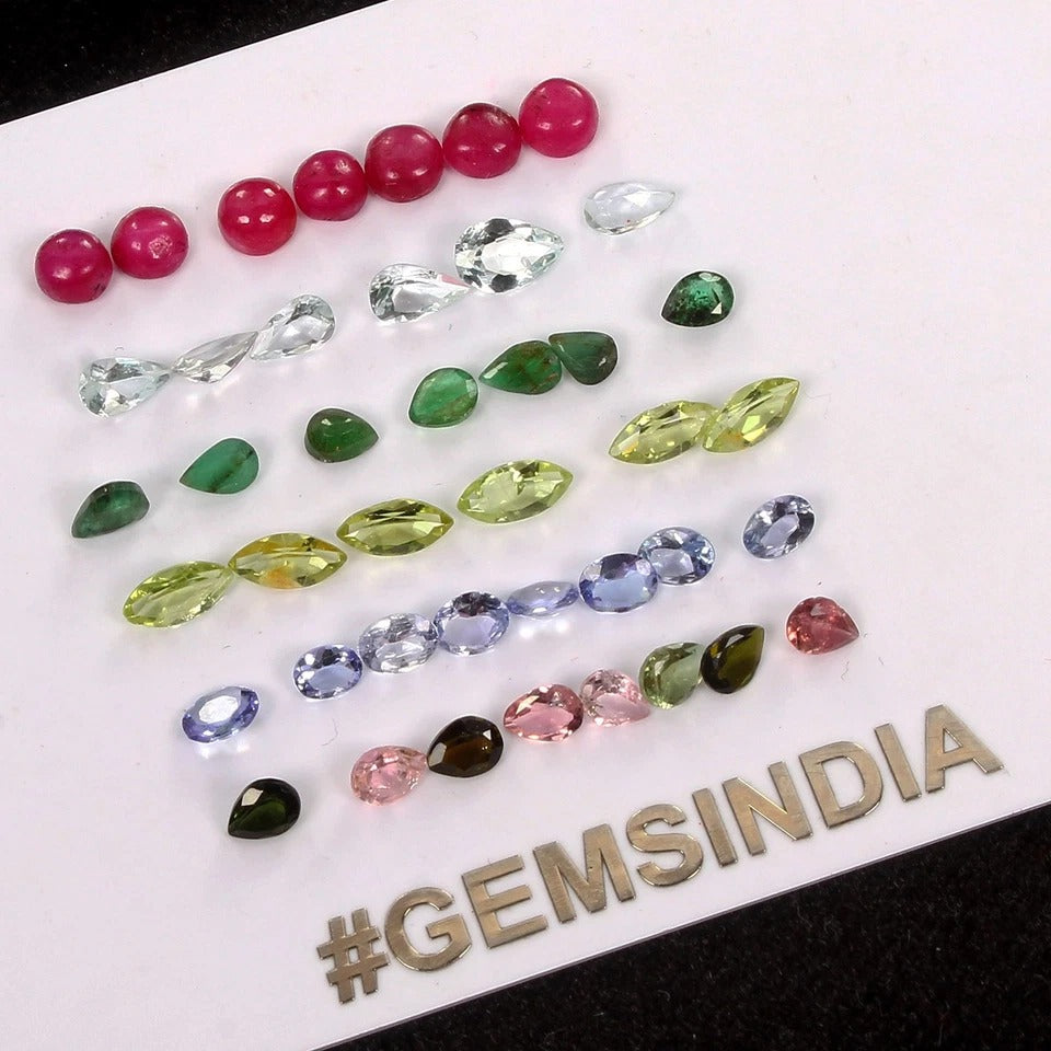 42Pcs Estate Genuine Semi Precious Loose Mix Cut Multi Gemstone Lot Collection