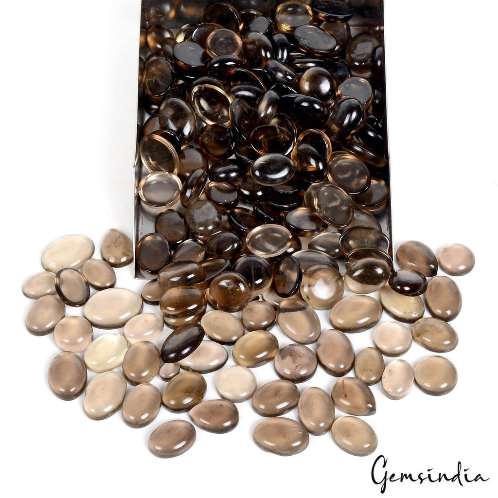 1400 Ct Natural Brown Smoky Quartz Mix Cabochon Loose Untreated 7-20mm Gemstone