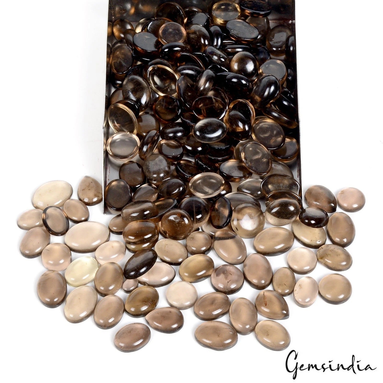 1400 Ct Natural Brown Smoky Quartz Mix Cabochon Loose Untreated 7-20mm Gemstone