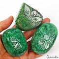 3300 Ct/3 Pcs Natural Green Brazilian Emerald Mix Cut Carving Earth mined Gems