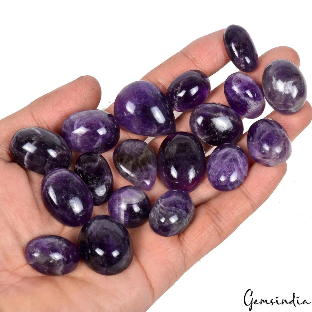 700 Ct Natural Dark Purple Amethyst Mix Cabochon Gemstone Lot 18 Pcs For Jewelry