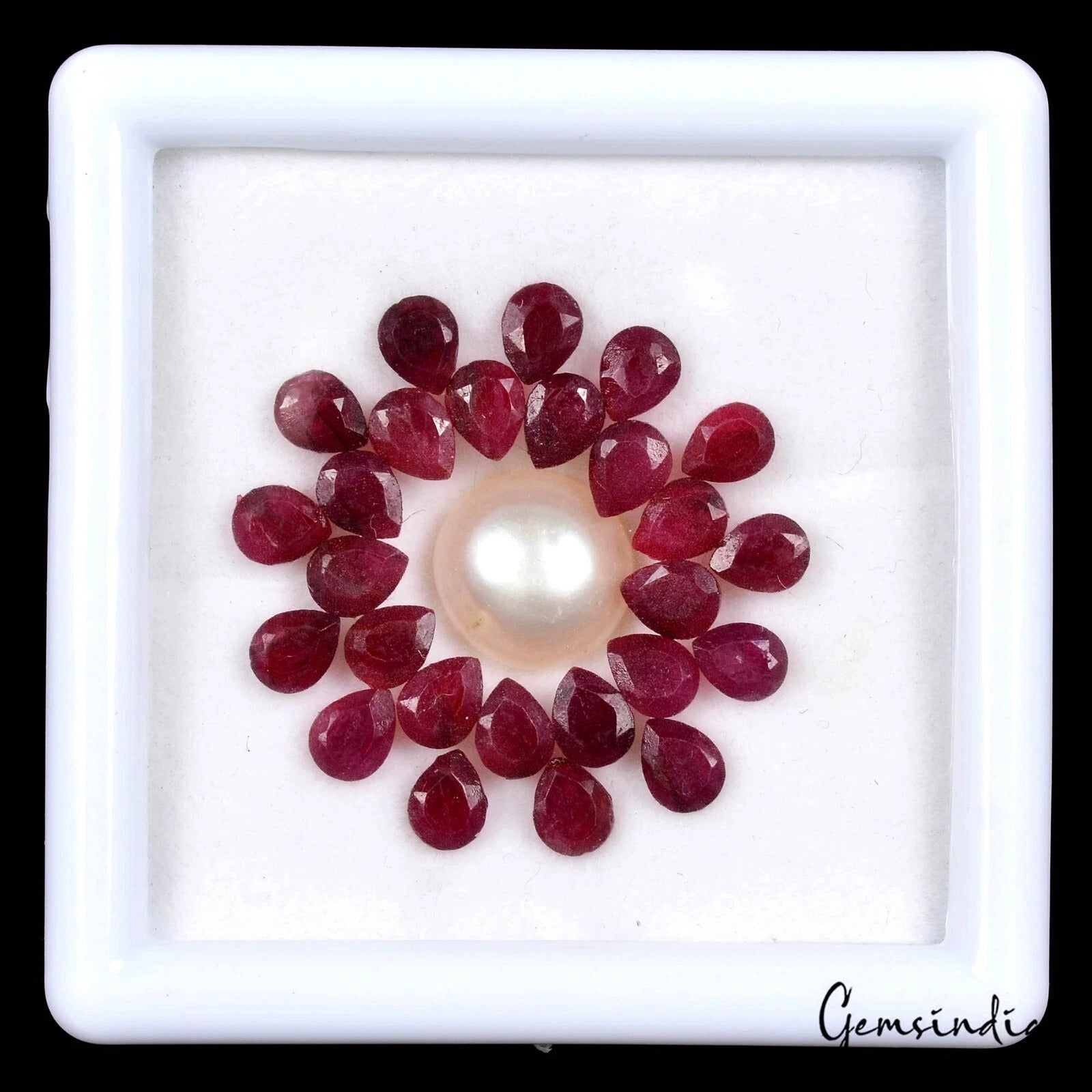 20.30/28 Pcs Natural Red Ruby Pear & Freshwater Pearl Round Gems Lot For Jewelry