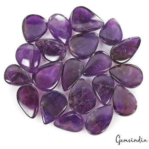 Amethyst Lot, Cabochon, Untreated — 20 Pieces, 20mm to 24mm, 430 Ct, Brazil