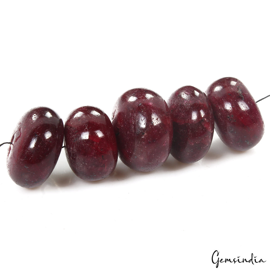 Ruby Beaded Strand, Color Enhanced, Red — 22mm to 24mm, 440 Ct, Madagascar