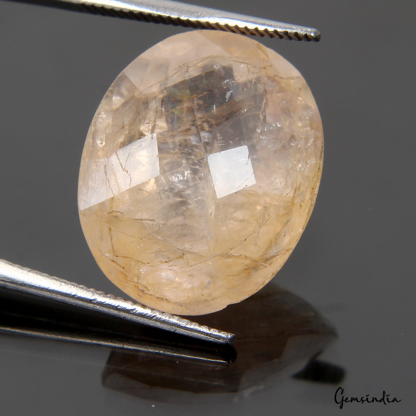 11.50 Cts Natural Untreated Brazilian Peach Morganite Loose Oval Checker Cut Gem