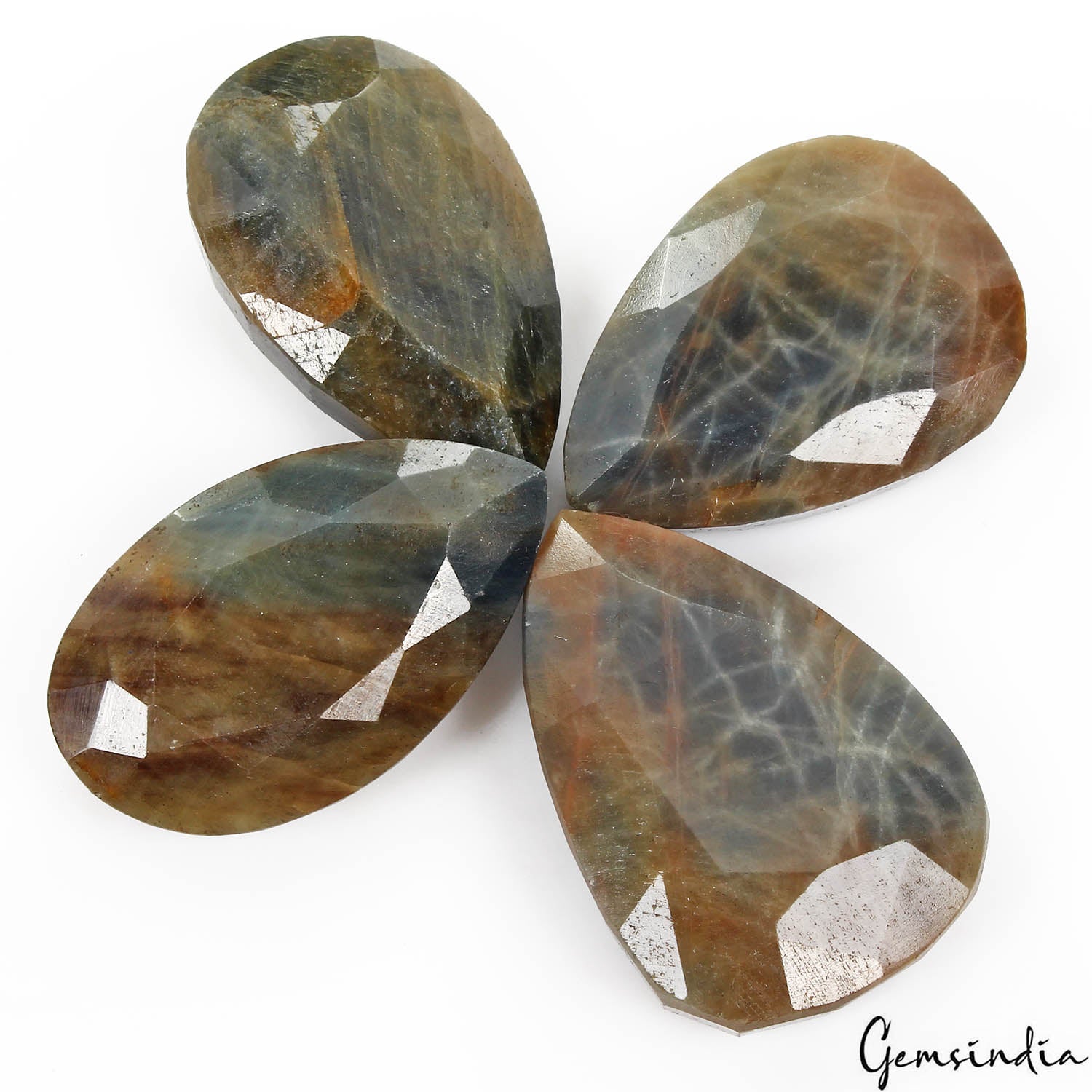 Blue Sapphire Lot, Loose Gemstone, Untreated, Brown — 4 Pieces, 49mm to 54mm, 1180 Ct, Madagascar