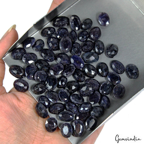 African Blue Sapphire Lot, Loose Gemstone, Color Enhanced — 61 Pieces, 10mm to 14mm, 340 Ct, Africa