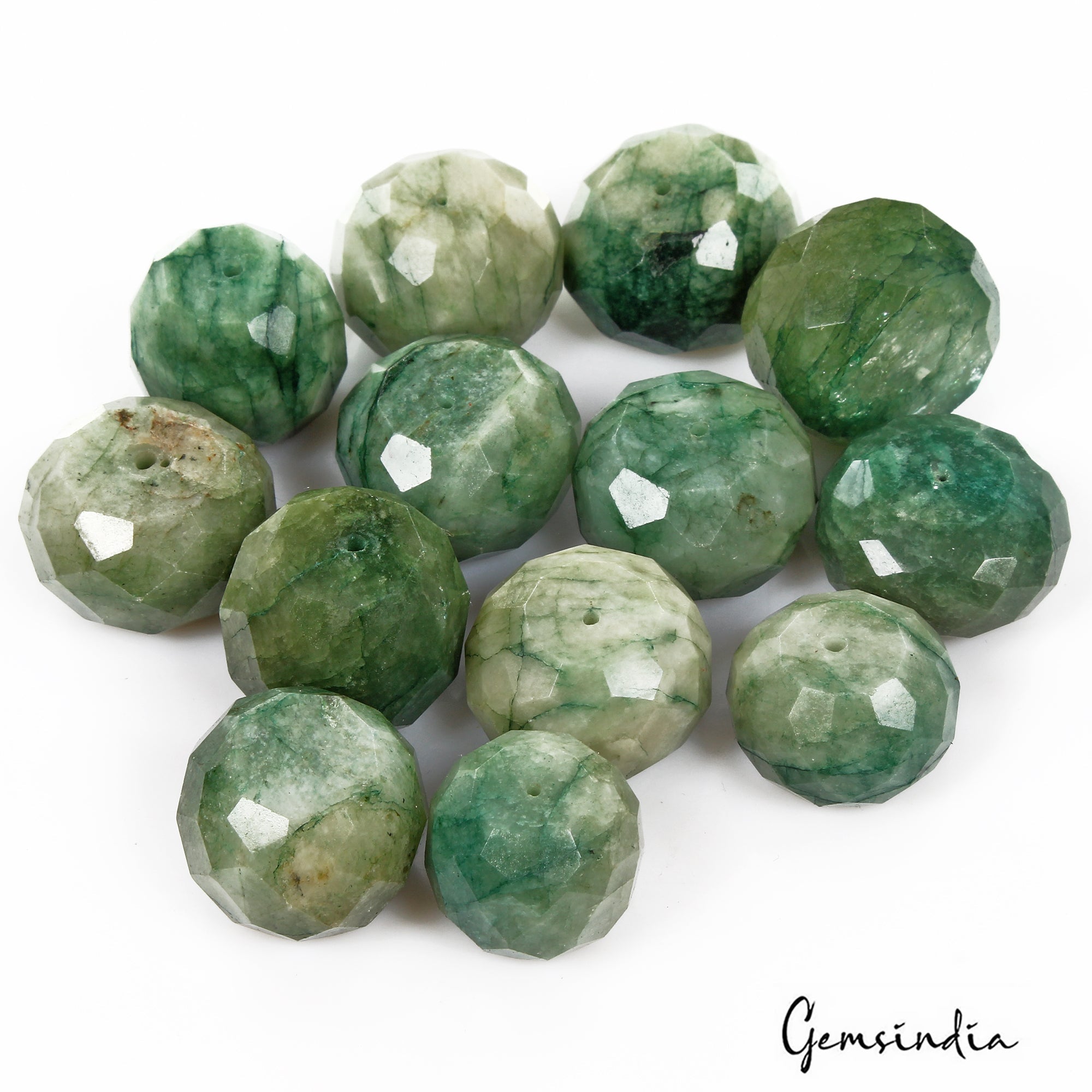1150 Cts/13 Pcs Natural Brazilian Green Emerald Round Drill Bead Loose Gems Lot