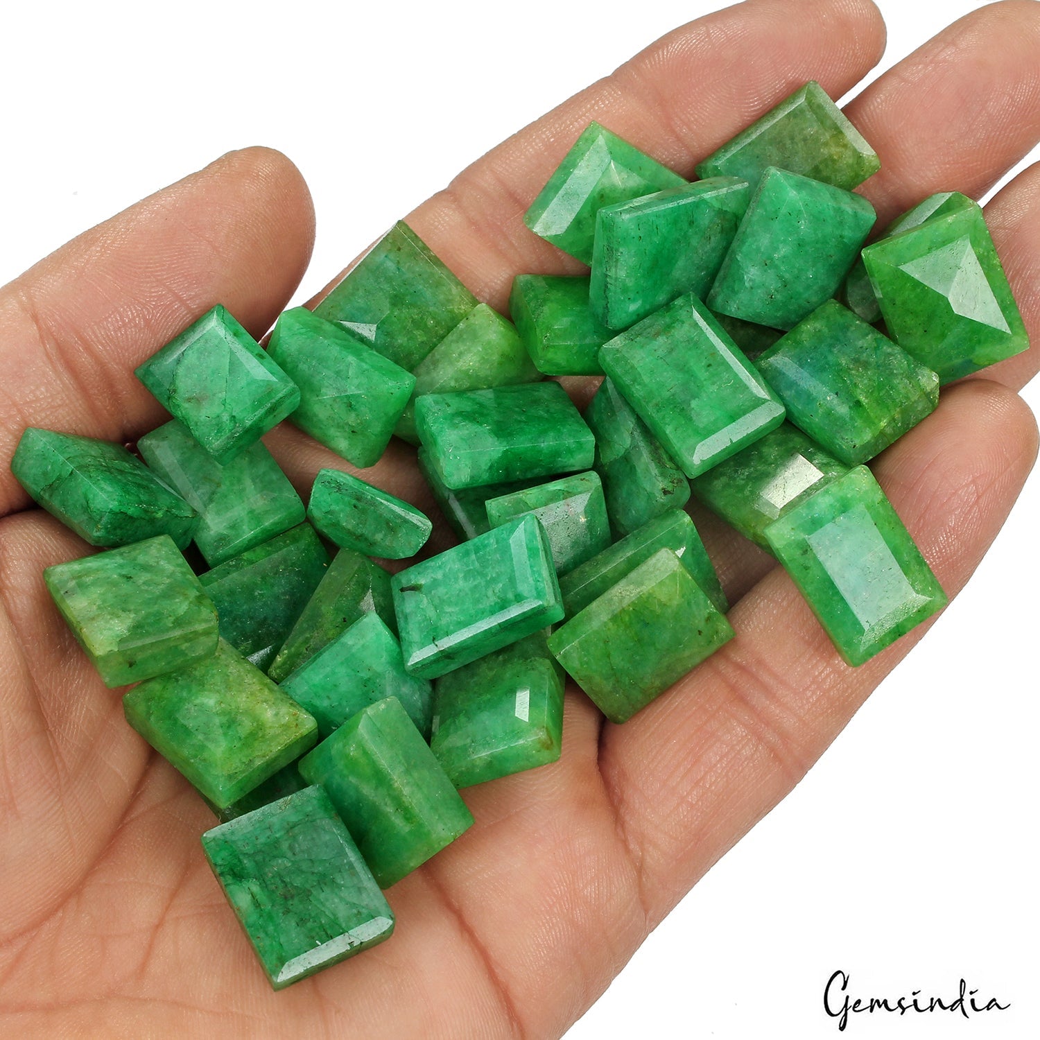 510 Ct Natural Green Brazilian Emerald Rectangular Cut Faceted Loose Gemstone