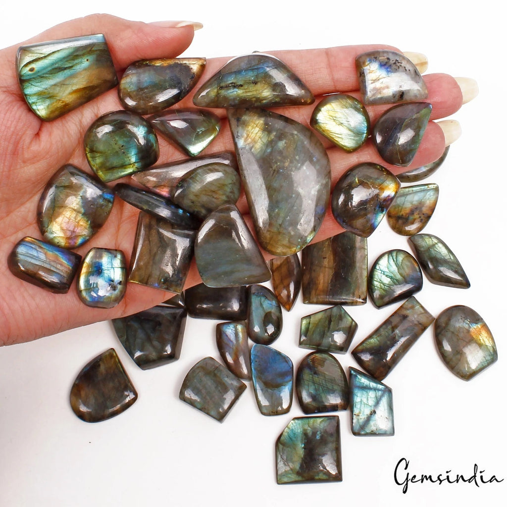 Labradorite Lot, Loose Gemstone, Untreated, Multi Color — 55 Pieces, 16mm to 54mm, 1400 Ct, India