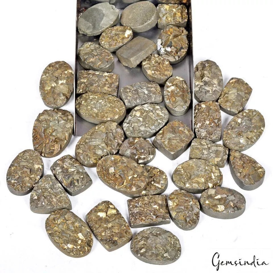 AAA+ Quality 100% Natural Pyrite Druzy Gemstone Wholesale Lot Mix Shape 2250 Cts