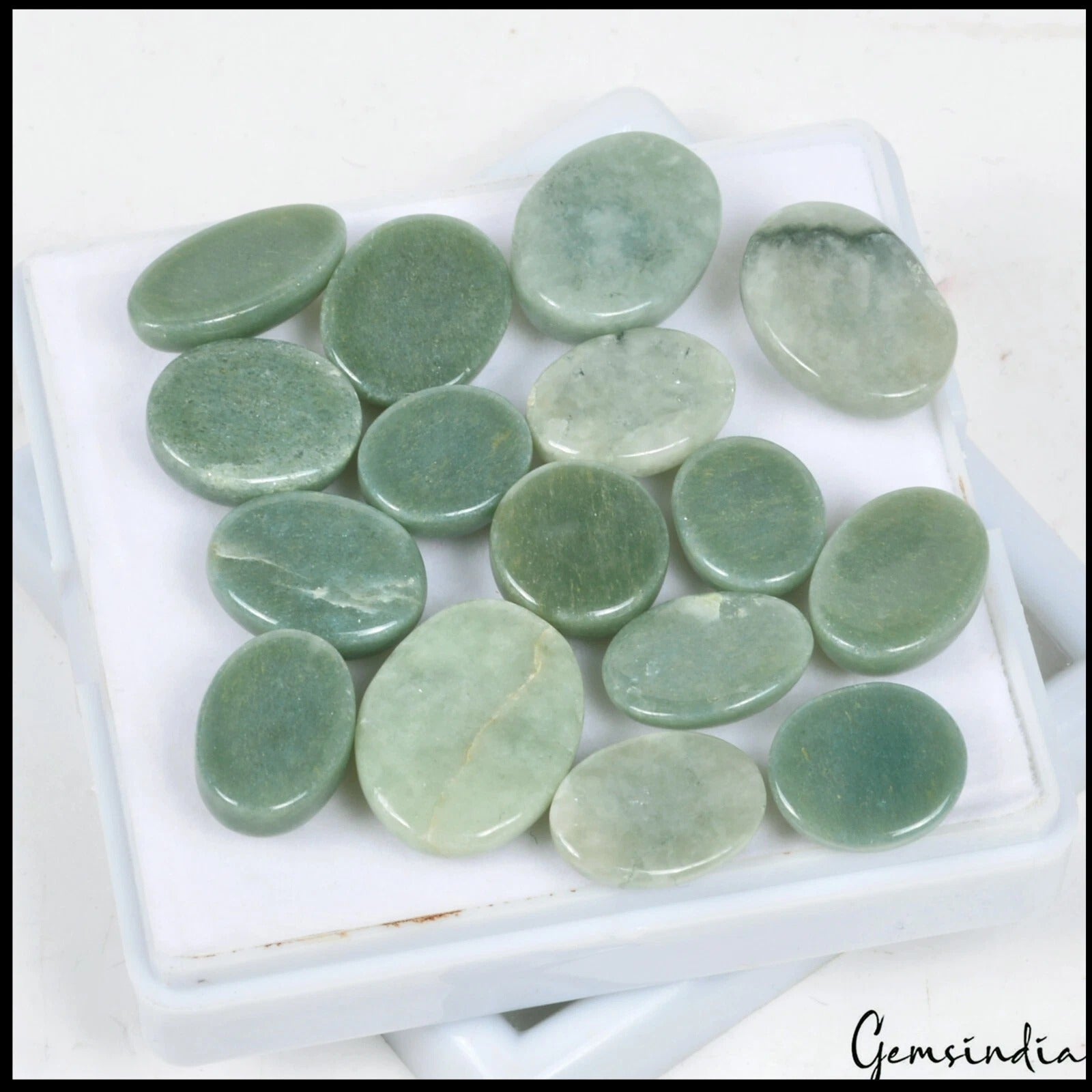 166.20 Ct Natural Green Untreated Jadiete Jade Oval Cabochon Loose Gems Lot 16Pc