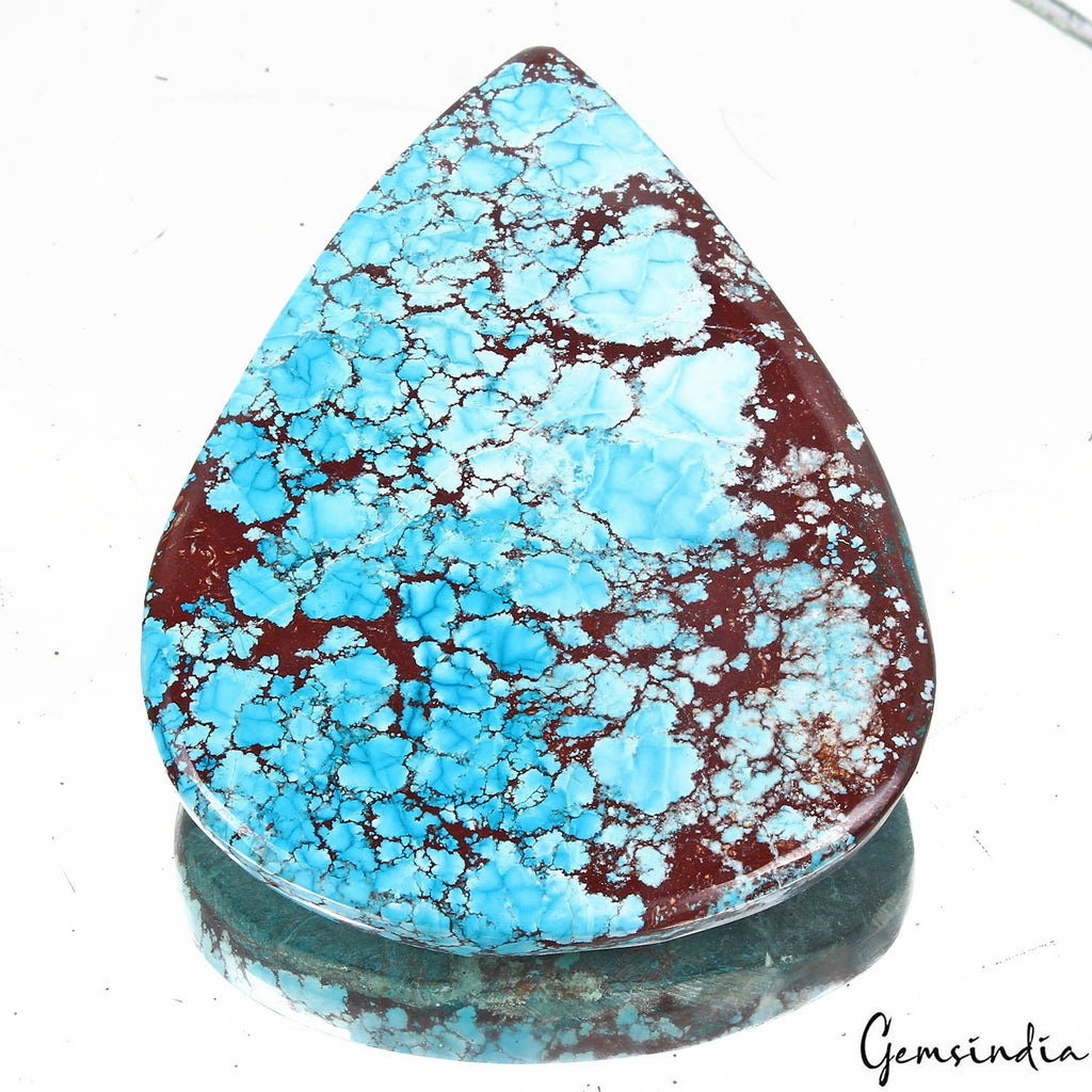 300 Ct Natural Blue Spiderweb USA Arizona Turquoise Pear Cab Loose Huge Gemstone