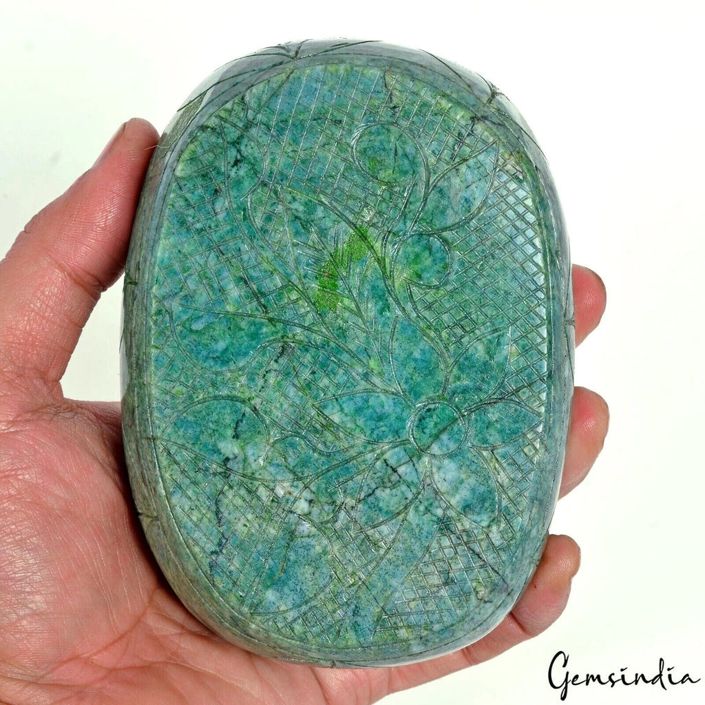 4600 Ct Natural Green Brazilian Emerald Oval Carving Earth Mined Huge Size Gems