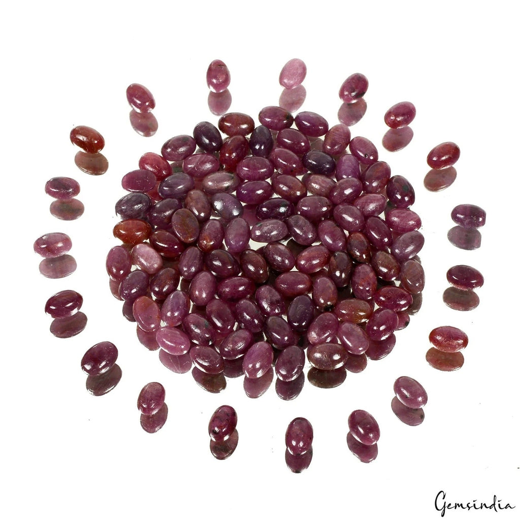 Certified 68.40 Cts/100 Pcs Natural Untreated Red Ruby Oval Cab Gems For Jewelry
