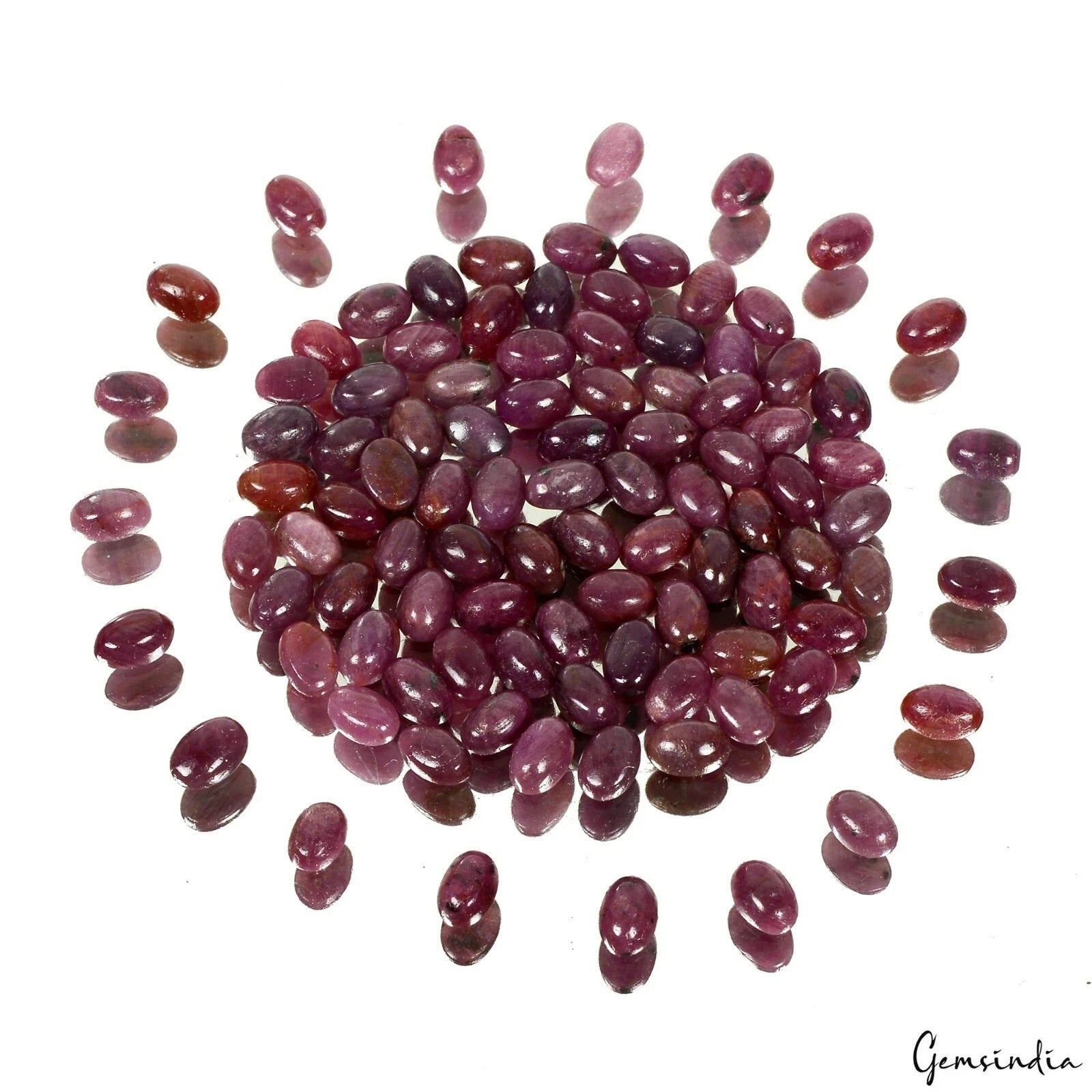 Certified 68.40 Cts/100 Pcs Natural Untreated Red Ruby Oval Cab Gems For Jewelry