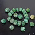 Share 650 Cts/24 Pcs Natural Green Emerald Gems Round Drilled Carved Beads Loose