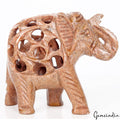 1140 Cts Soapstone Trunk Up Elephant Statue Animal ~ Baby inside Sculpture/Decor