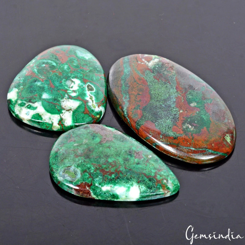 300 Ct Natural Untreated Multicolor Chrysocolla Mix Cabochon Loose Gems Lot 3 Pc