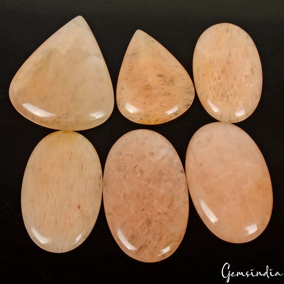 730 Ct Natural Untreated Orange Quartz Mix Cab Loose Gems Lot 6 Pc For Jewelry