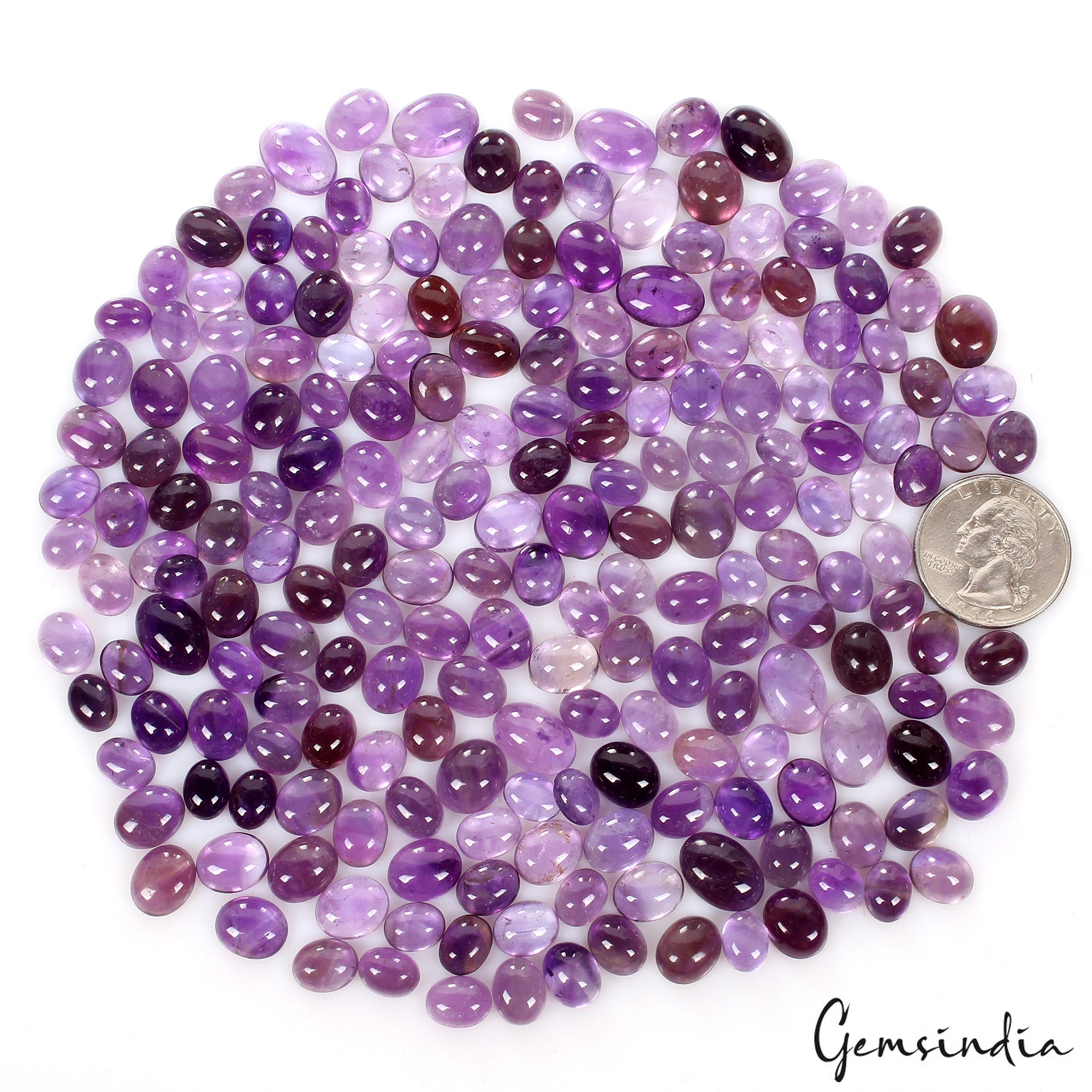 Certified 640 Ct/200 Pcs Natural Untreated Purple Amethyst Oval Cab Gemstone Lot