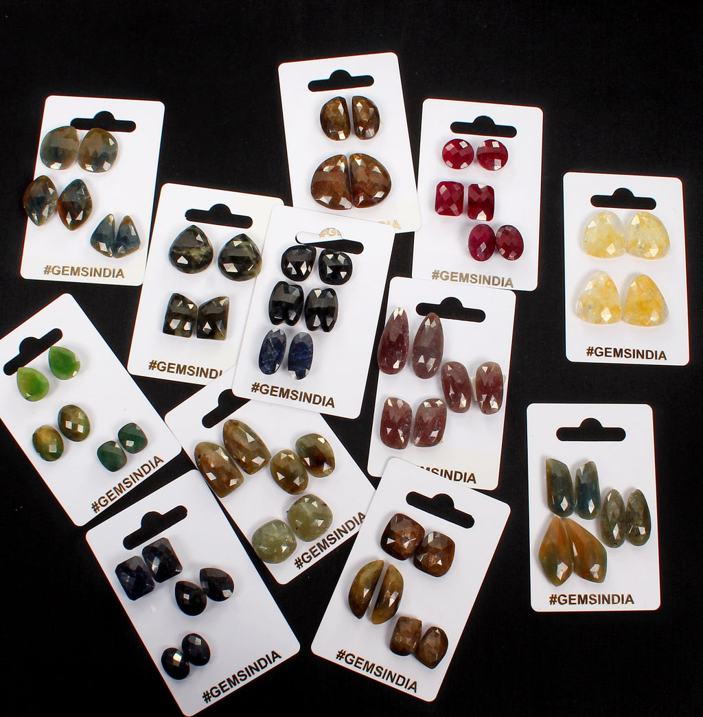 33 Pair Natural Ruby Emerald & Sapphire Gemstone Lot Matching Pair For Earrings