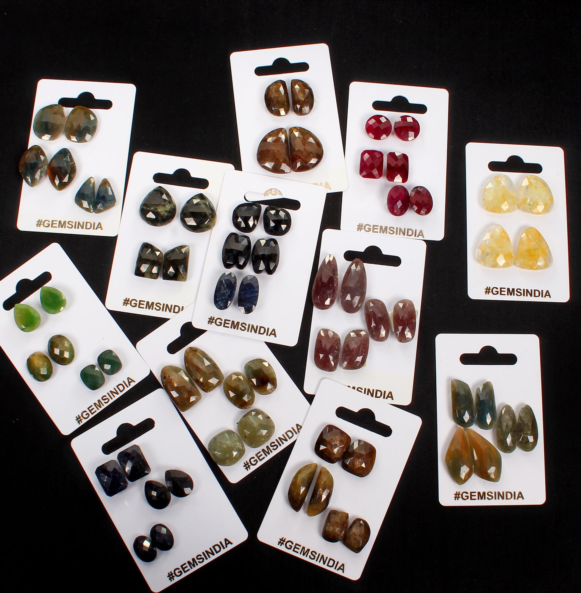 33 Pair Natural Ruby Emerald & Sapphire Gemstone Lot Matching Pair For Earrings