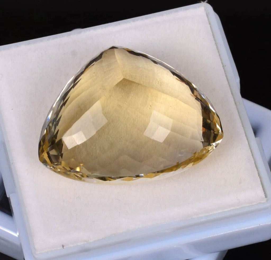 Certified 57.60 Ct Natural Unheated Yellow Citrine Pear Fancy Cut Loose Rare Gem